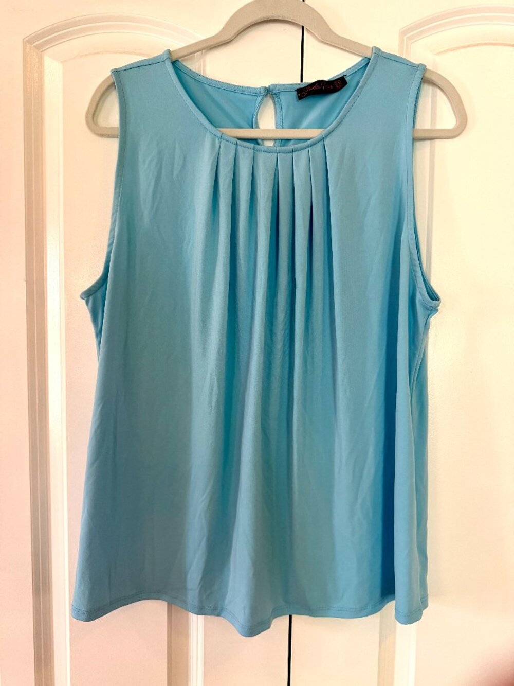 Shiela Rose Pleated Sleeveless Top | Sky Blue | Size 2X
